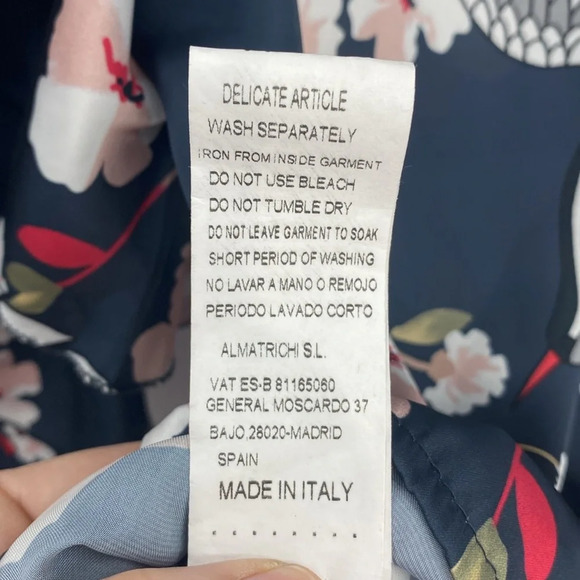 Almatrichi Blouse Womens Small Blue Pink Ruffle Flutter Layer‎ Crane Bird Floral - Picture 4 of 12